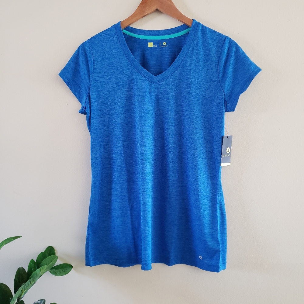 XERSION NWT Women's V Neck Active Wear T - Shirt - Blue M